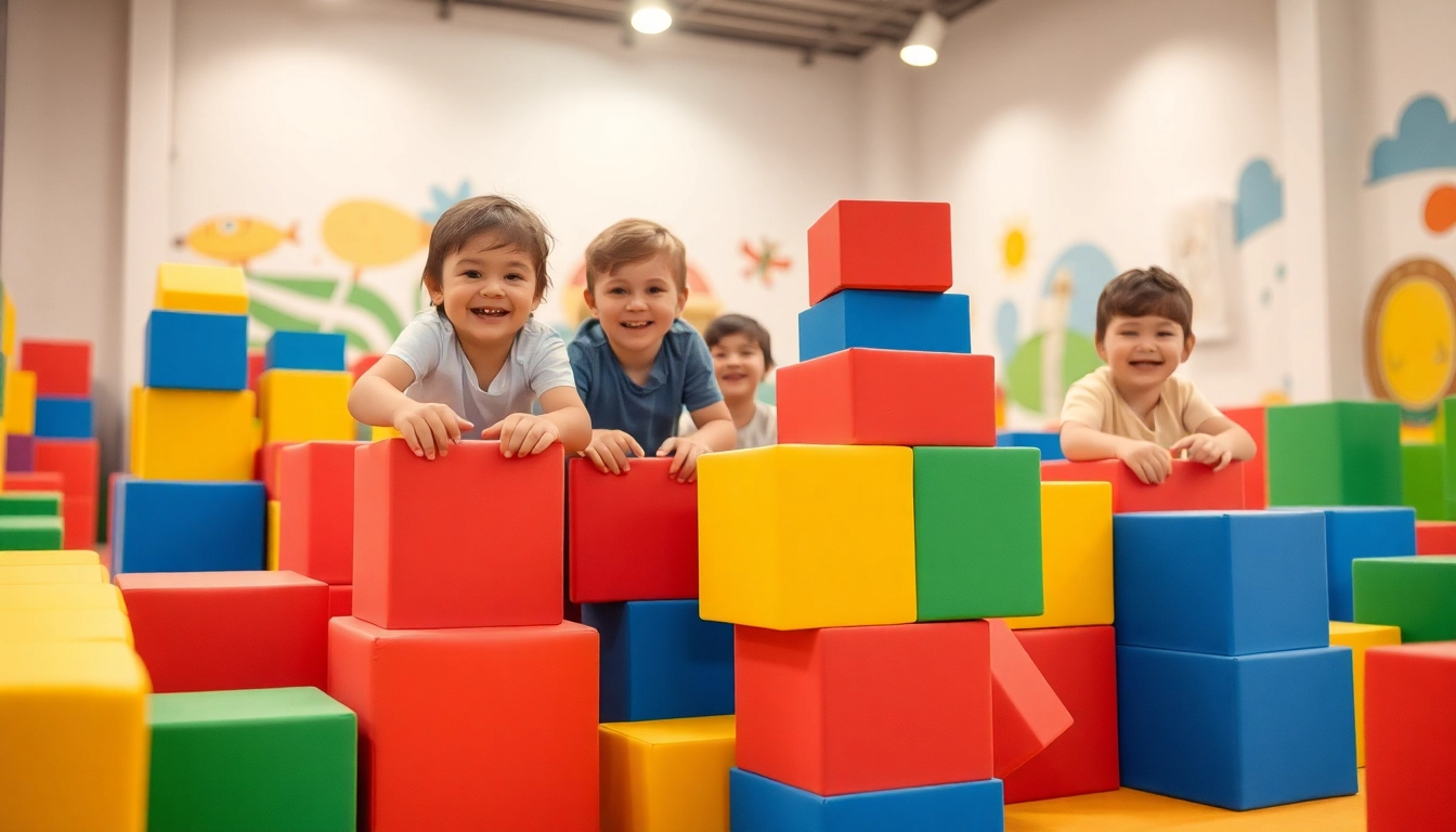 Find out more about the joy of kids building forts with colorful giant foam blocks indoors.