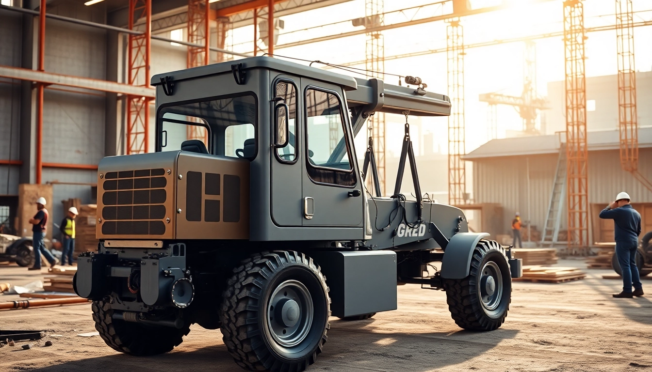 Gradall machine operating on a construction site with dynamic features and engaging workflow.