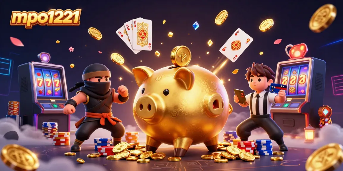 Experience the fun with mpo1221 through a vibrant, 3D casino scene featuring dynamic characters and elements