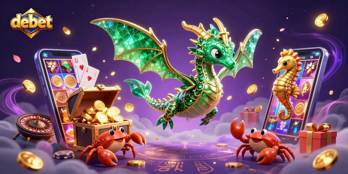 Experience debet action with a sea dragon and treasure amidst vibrant casino elements.