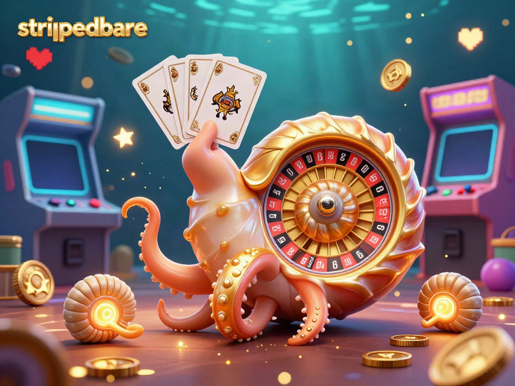 Gali kemenangan di permainan kasino dengan rolet dan kartu dalam ilustrasi strippedbare.