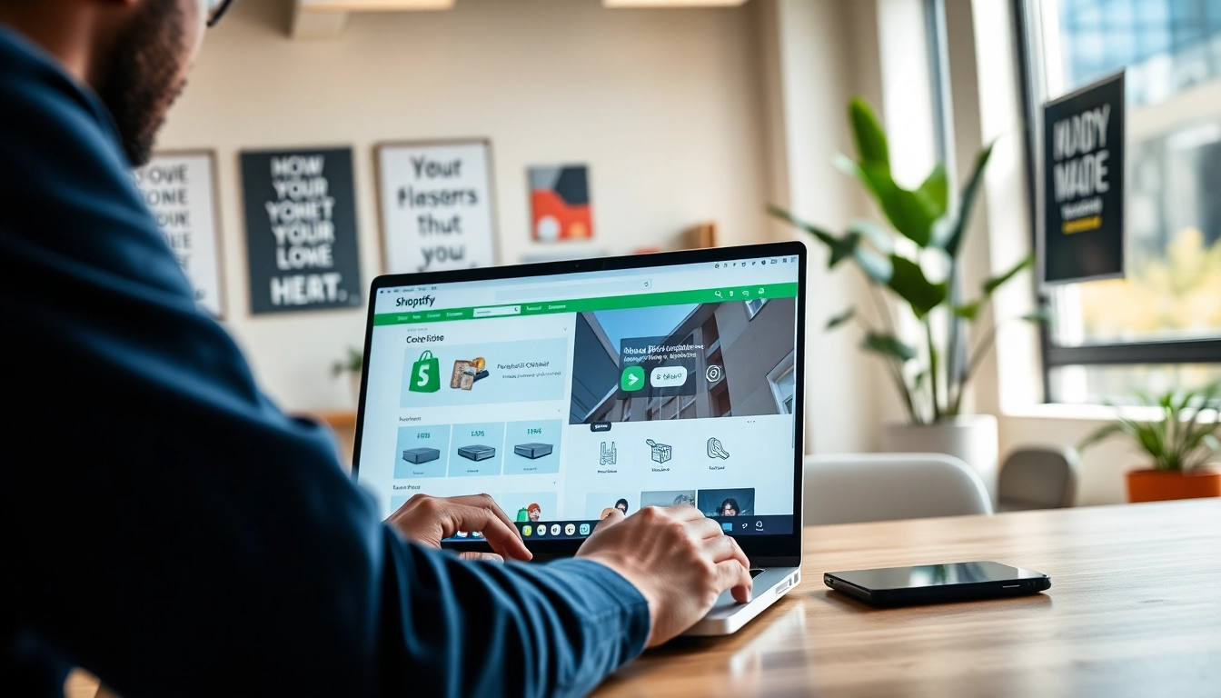 Showcasing Custom Shopify development with a developer coding in a vibrant office.