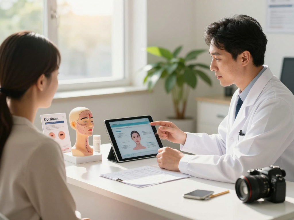 Consultation dermatologique sur les avis Cortitron dans une clinique accueillante.