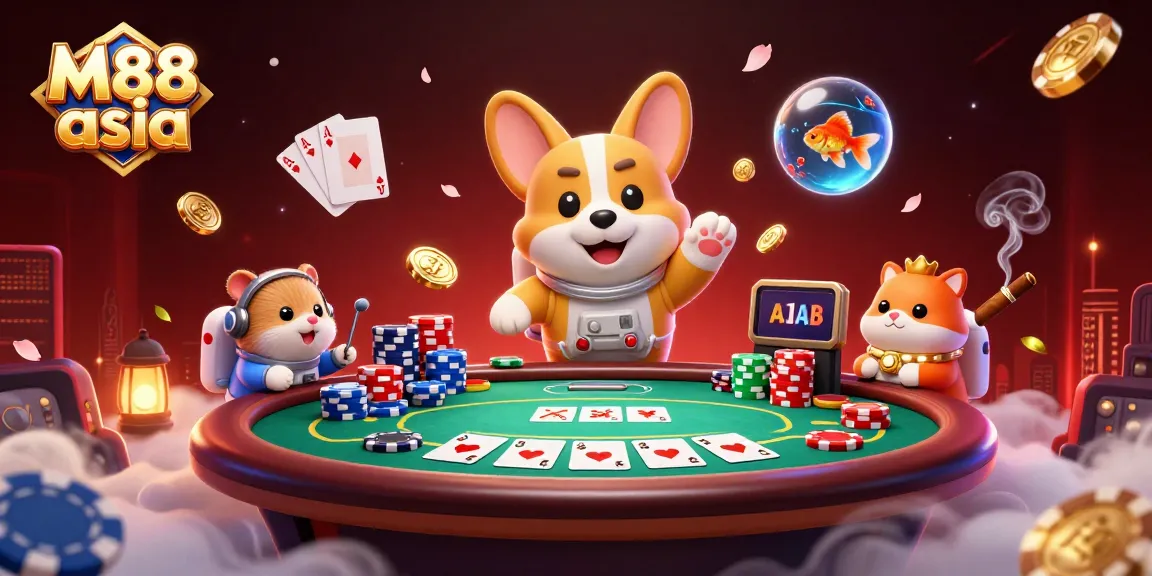 Experience thrilling gameplay at M88 asia with a cartoon astronaut corgi in a casino