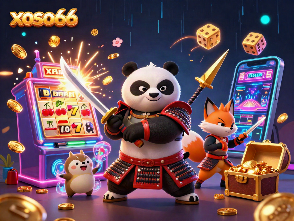 Experience thrilling gameplay with xoso66, showcasing a vibrant casino scene filled with exciting characters.