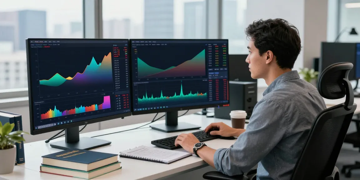 Trader analyzing market data on TradingView in a modern office environment