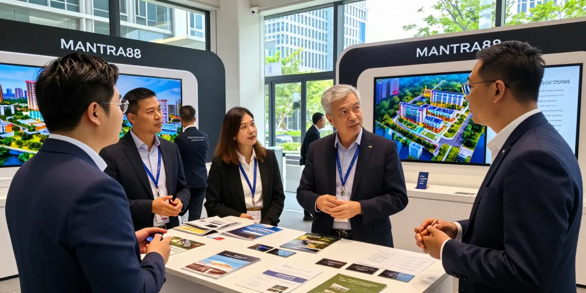 Discover MANTRA88 properties with www.mgoldproperties.com at a vibrant property exhibition.