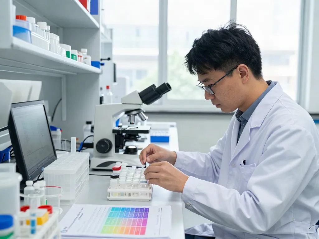 Organized peptide vial storage rack within a laboratory setting, showcasing efficient peptide management.