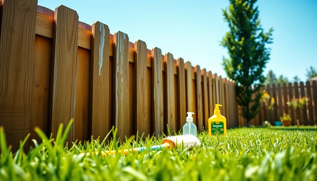 Fence Cleaning service revitalizing a wooden fence in a sunny backyard setting.
