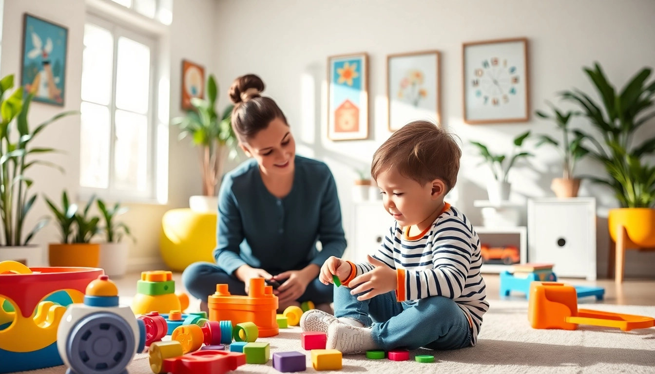 Children receiving autism help in a supportive therapy environment with colorful toys and engaging activities.