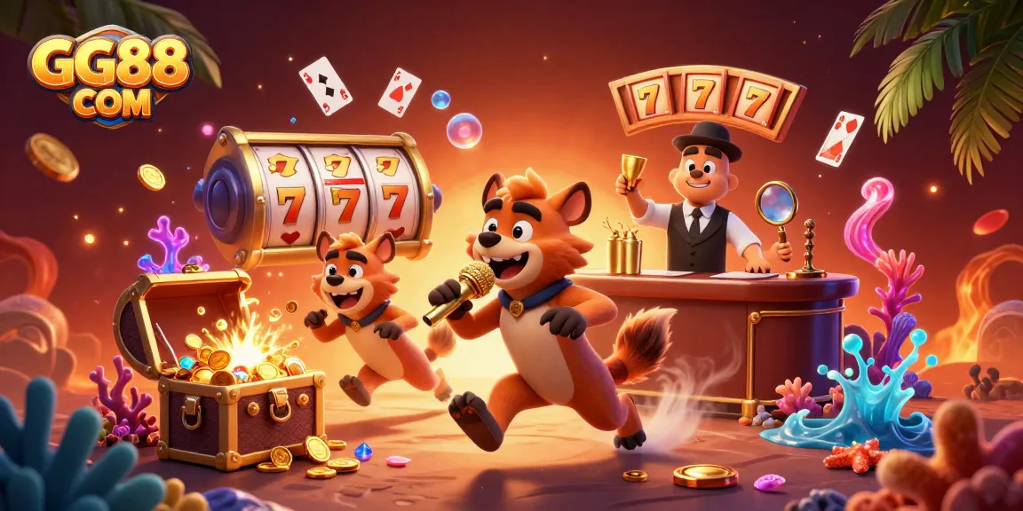 Join the fun at GG88 COM where hyenas run a vibrant casino club, mixing drinks and sharing laughs.