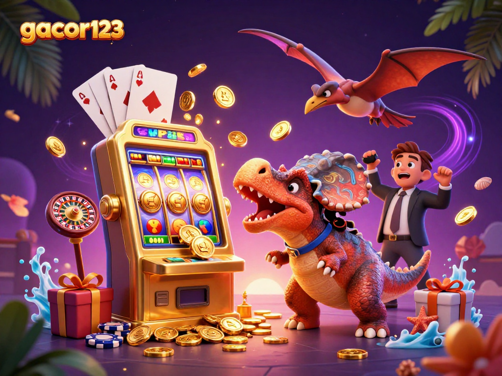 Gacor123 provides exciting slots action as a pachycephalosaurus hits the jackpot!