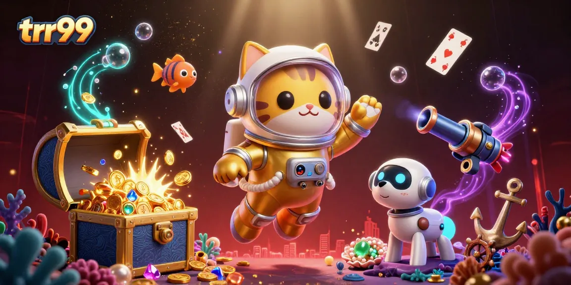 Engage with trr99's vibrant casino universe through stunning space-themed imagery filled with treasures.