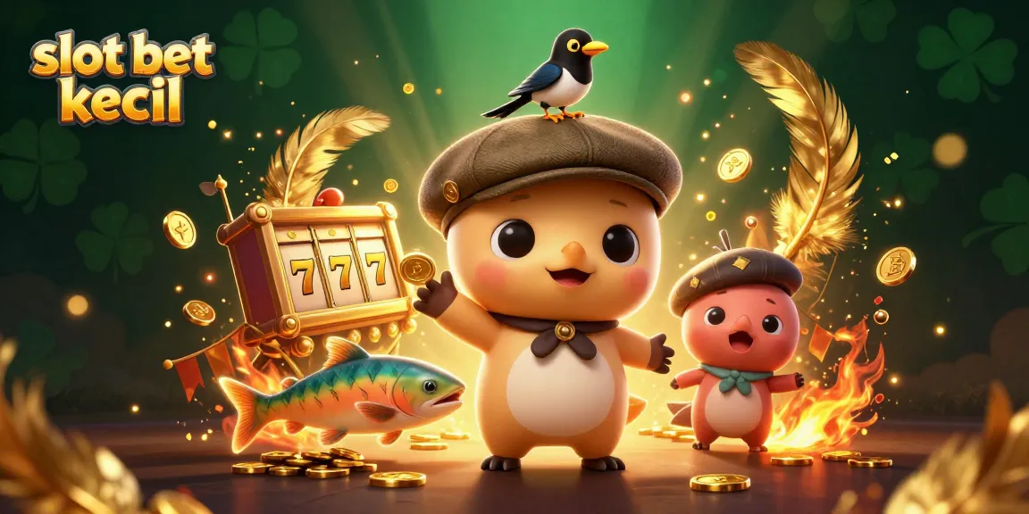 Slot bet kecil dengan karakter kartun lucu dan elemen kasino menarik di sekitarnya.